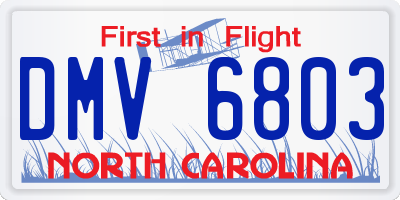NC license plate DMV6803