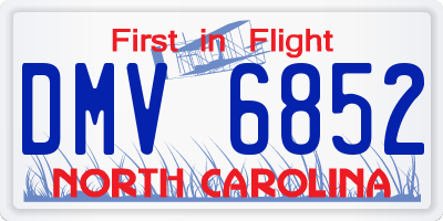NC license plate DMV6852