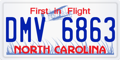 NC license plate DMV6863