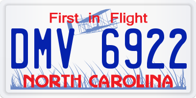 NC license plate DMV6922