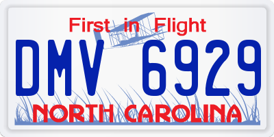NC license plate DMV6929