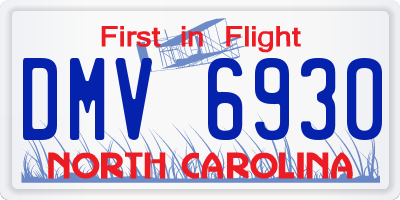 NC license plate DMV6930