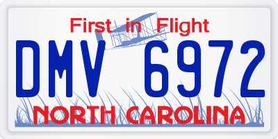 NC license plate DMV6972