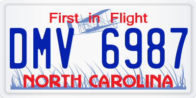 NC license plate DMV6987