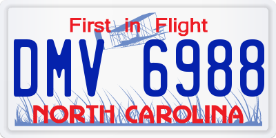 NC license plate DMV6988