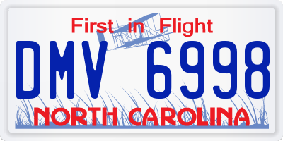 NC license plate DMV6998