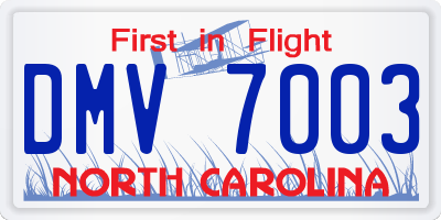 NC license plate DMV7003