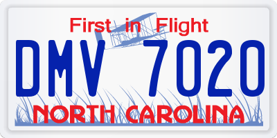 NC license plate DMV7020