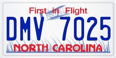 NC license plate DMV7025