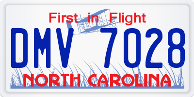 NC license plate DMV7028