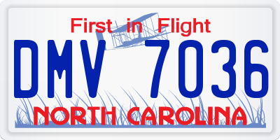 NC license plate DMV7036