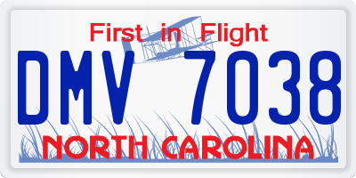 NC license plate DMV7038