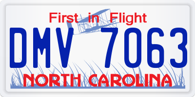 NC license plate DMV7063