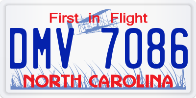 NC license plate DMV7086