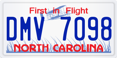 NC license plate DMV7098
