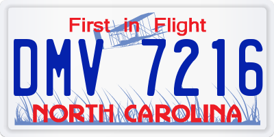 NC license plate DMV7216