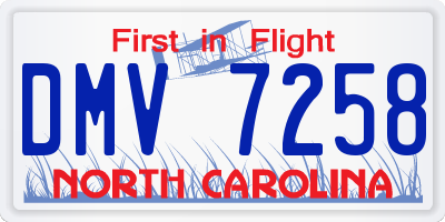 NC license plate DMV7258