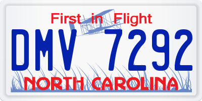 NC license plate DMV7292