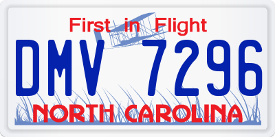 NC license plate DMV7296