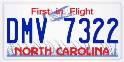 NC license plate DMV7322
