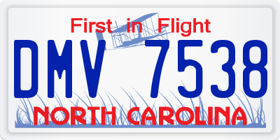 NC license plate DMV7538