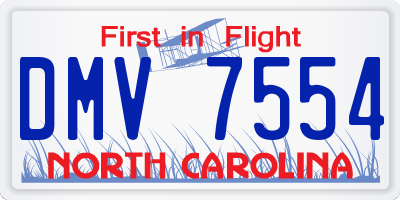 NC license plate DMV7554