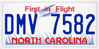 NC license plate DMV7582
