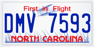 NC license plate DMV7593