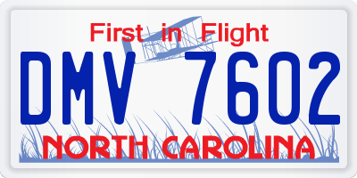 NC license plate DMV7602