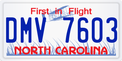 NC license plate DMV7603