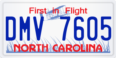 NC license plate DMV7605