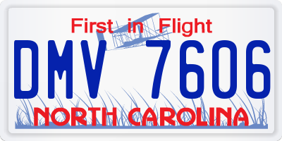 NC license plate DMV7606