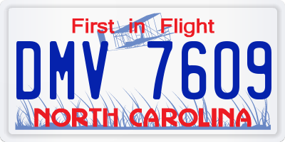 NC license plate DMV7609