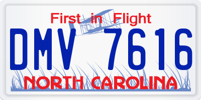 NC license plate DMV7616