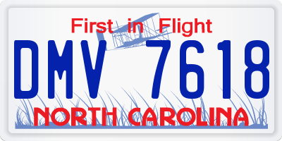 NC license plate DMV7618