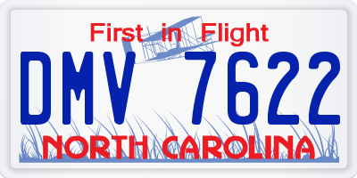NC license plate DMV7622