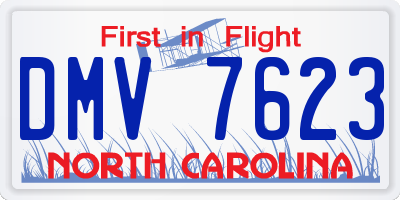 NC license plate DMV7623