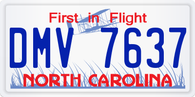 NC license plate DMV7637