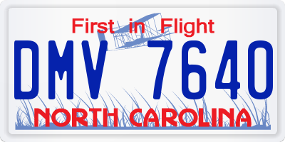 NC license plate DMV7640