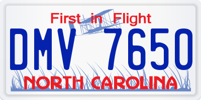 NC license plate DMV7650