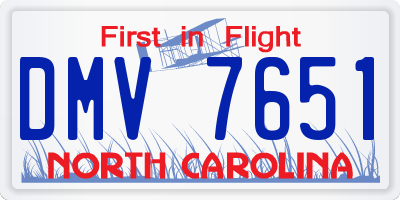 NC license plate DMV7651