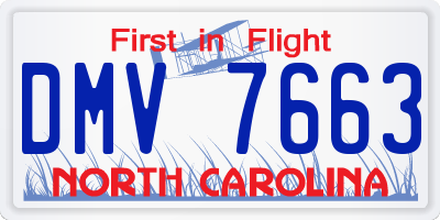 NC license plate DMV7663