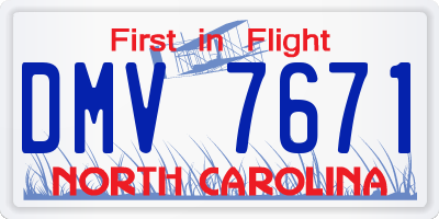 NC license plate DMV7671