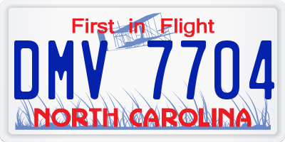 NC license plate DMV7704