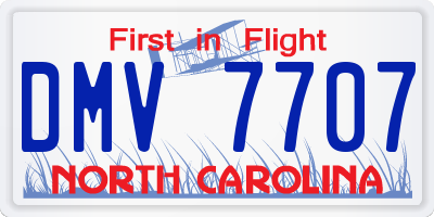 NC license plate DMV7707