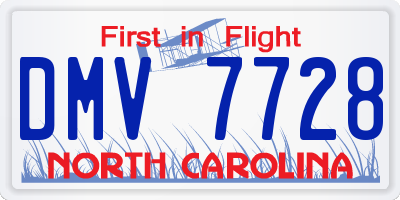 NC license plate DMV7728