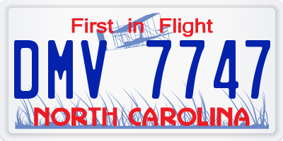 NC license plate DMV7747