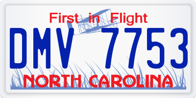 NC license plate DMV7753