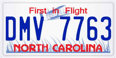 NC license plate DMV7763