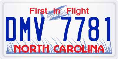 NC license plate DMV7781